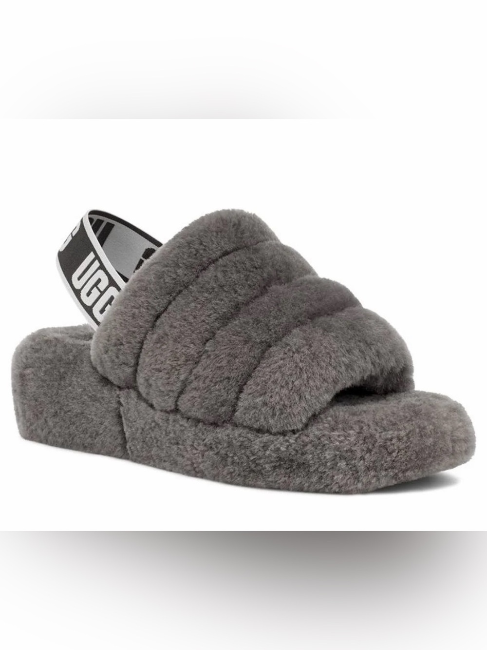 UGG Charcoal Gray Fluff Yeah Slide Slippers